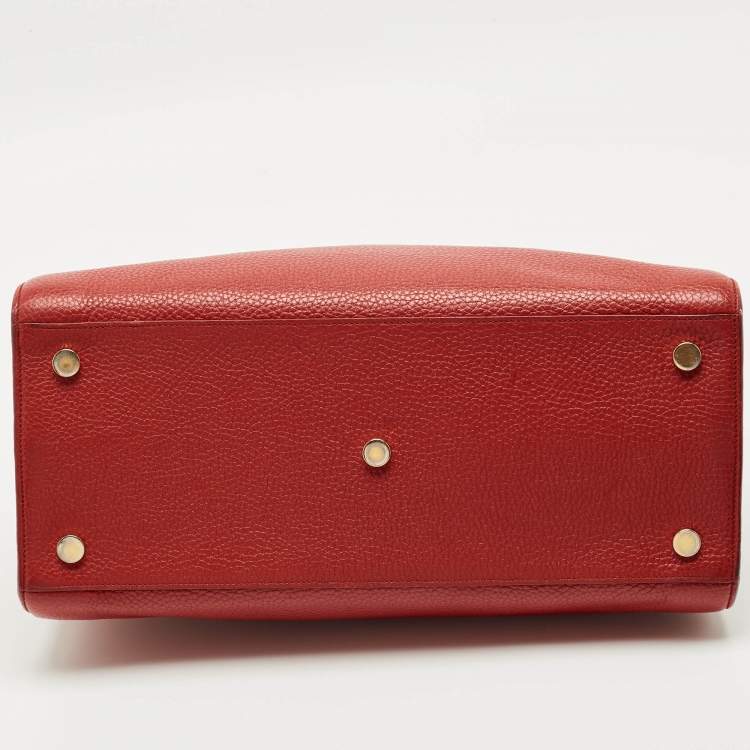 Pre Owned Saint Laurent Red Grained Leather Large Classic Sac De Jour Tote