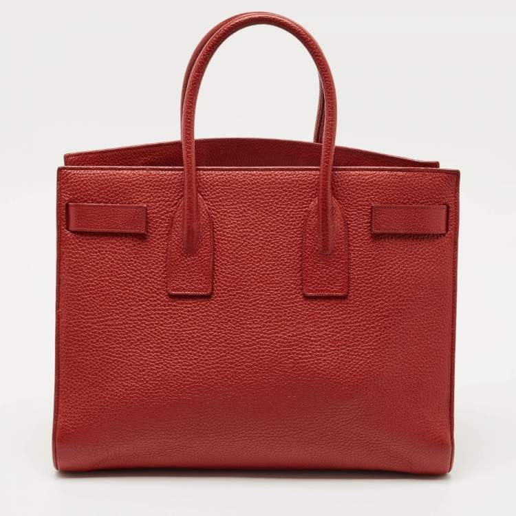 Pre Owned Saint Laurent Red Grained Leather Large Classic Sac De Jour Tote