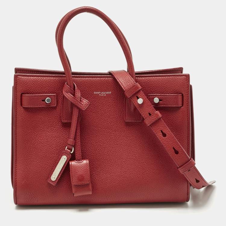 Pre Owned Saint Laurent Red Leather Baby Classic Sac De Jour Tote