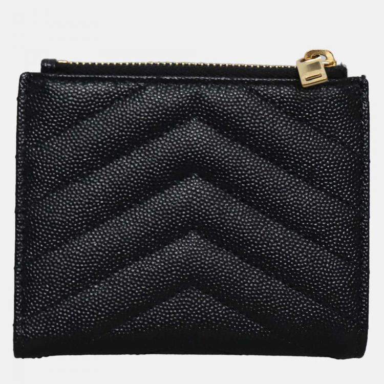 Pre Owned Saint Laurent Paris Cassandre Leather Bifold Wallet