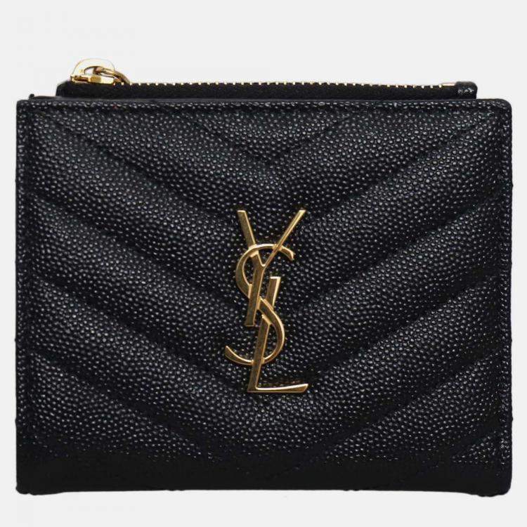 Pre Owned Saint Laurent Paris Cassandre Leather Bifold Wallet