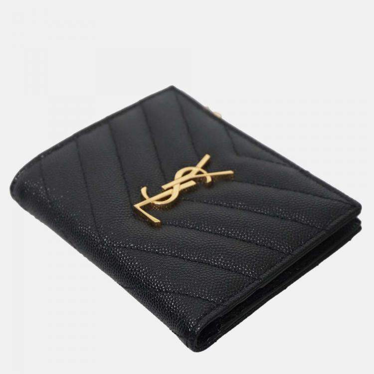 Pre Owned Saint Laurent Paris Cassandre Leather Bifold Wallet