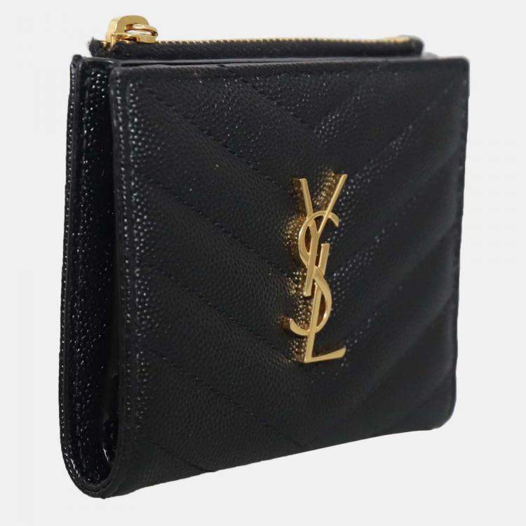 Pre Owned Saint Laurent Paris Cassandre Leather Bifold Wallet
