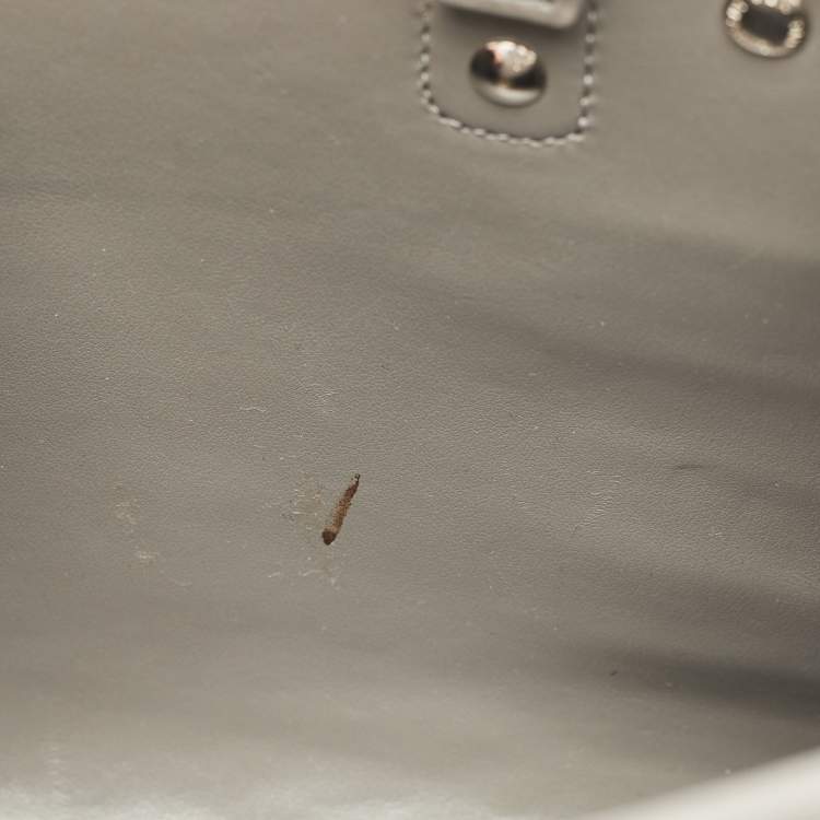 Pre Owned Saint Laurent Grey Croc Embossed Leather Nano Classic Sac De Jour Tote