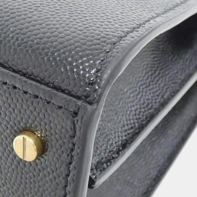 Pre Owned Saint Laurent Cassandra Black Leather Handbag
