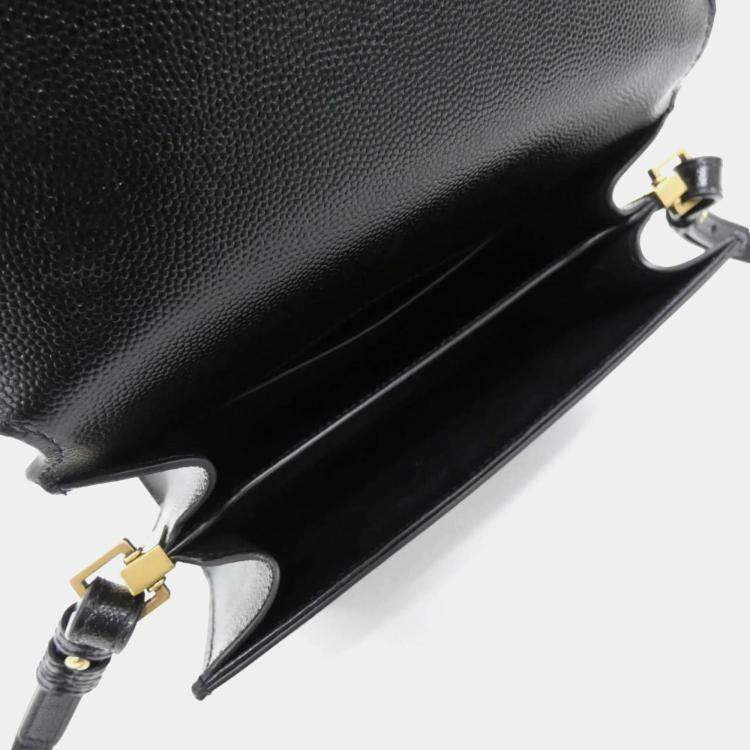 Pre Owned Saint Laurent Cassandra Black Leather Handbag
