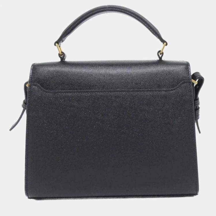 Pre Owned Saint Laurent Cassandra Black Leather Handbag