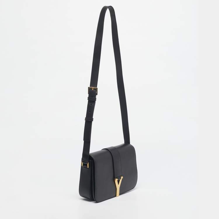Pre Owned Saint Laurent Black Leather Ligne Y Shoulder Bag