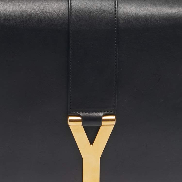 Pre Owned Saint Laurent Black Leather Ligne Y Shoulder Bag