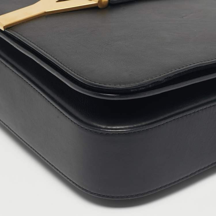 Pre Owned Saint Laurent Black Leather Ligne Y Shoulder Bag
