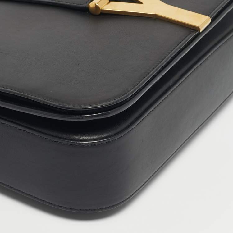 Pre Owned Saint Laurent Black Leather Ligne Y Shoulder Bag