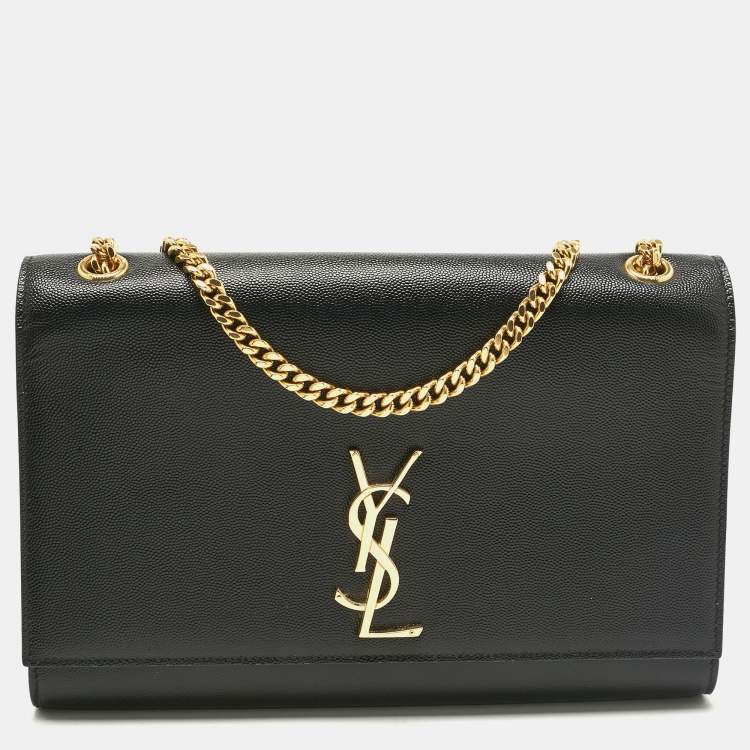 Pre Owned Saint Laurent Black Leather Large Kate Shoulder Bag