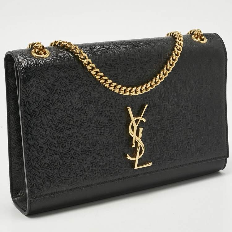 Pre Owned Saint Laurent Black Leather Large Kate Shoulder Bag