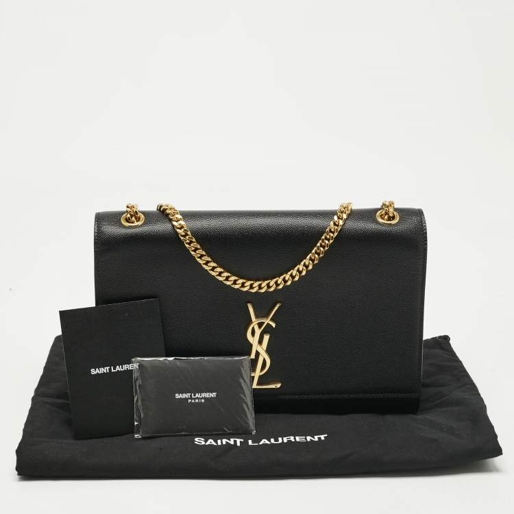 Pre Owned Saint Laurent Black Leather Large Kate Shoulder Bag