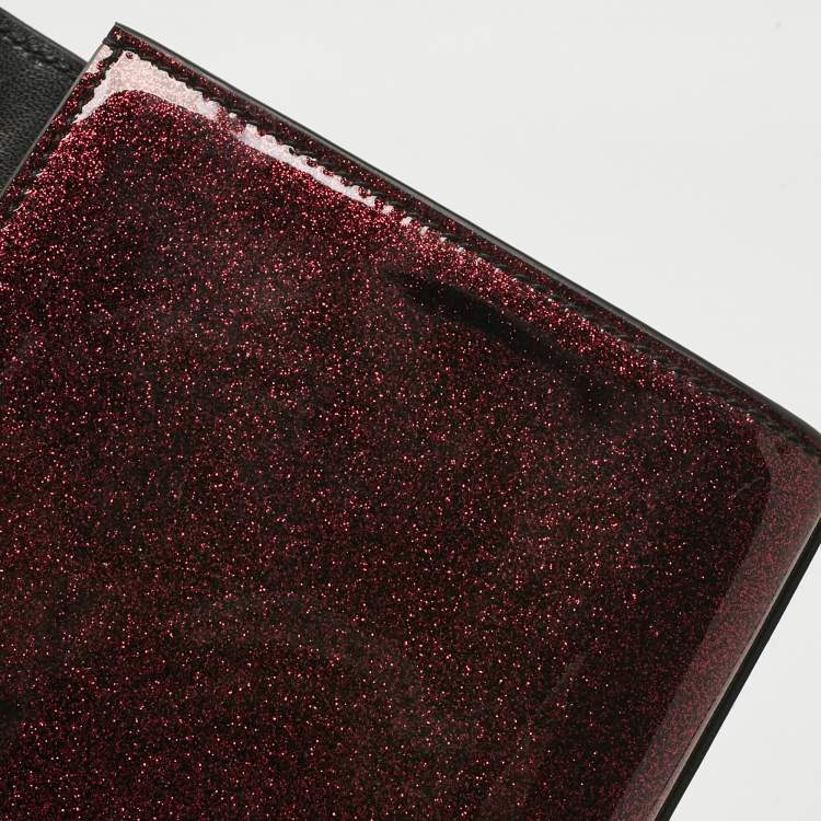 Pre Owned Saint Laurent Red Glitter Patent Leather New Small Kate Chain Shoulder Bag