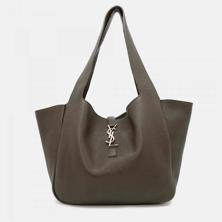 Pre Owned Saint Laurent Paris LE 5 A 7 Bea Khaki Leather Shoulder Bag