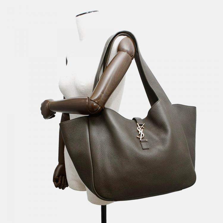 Pre Owned Saint Laurent Paris LE 5 A 7 Bea Khaki Leather Shoulder Bag