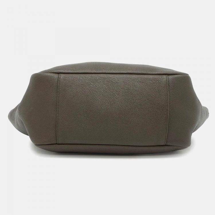 Pre Owned Saint Laurent Paris LE 5 A 7 Bea Khaki Leather Shoulder Bag