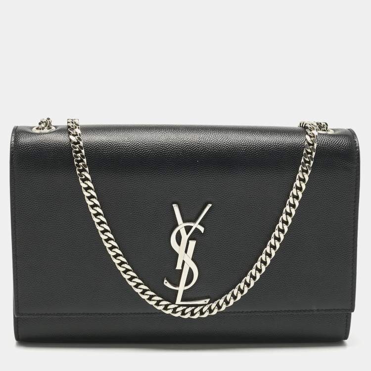 Pre Owned Saint Laurent Black Leather Medium Kate Shoulder Bag