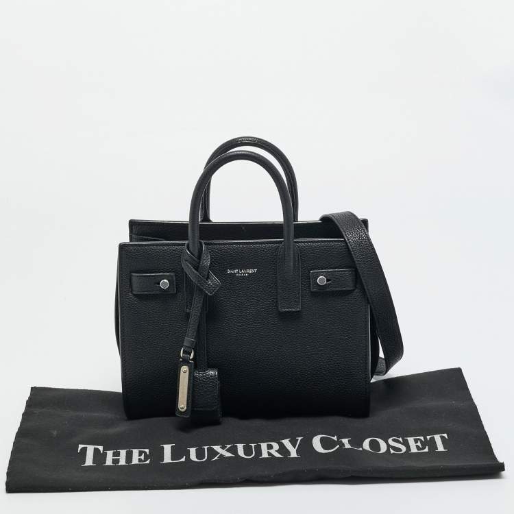 Pre Owned Saint Laurent Black Leather Nano Supple Classic Sac De Jour Tote