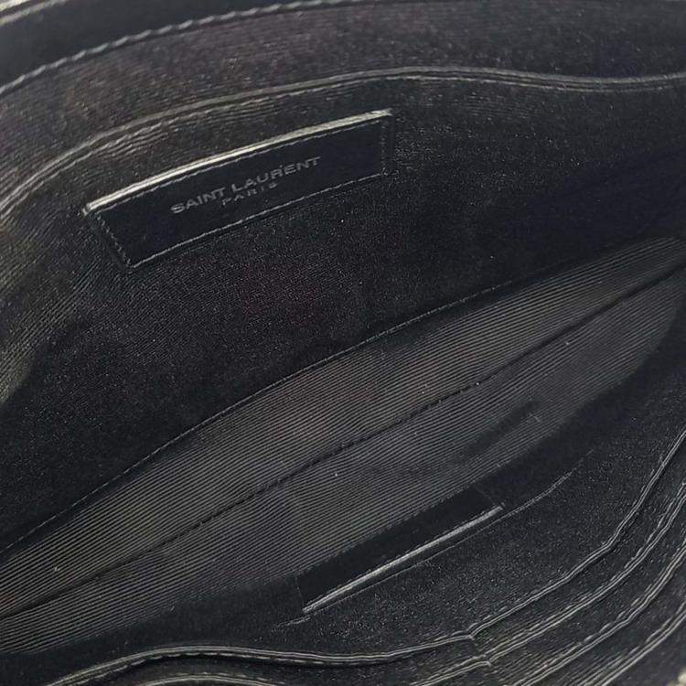 Pre Owned Saint Laurent Paris Black Leather Fringe Clutch