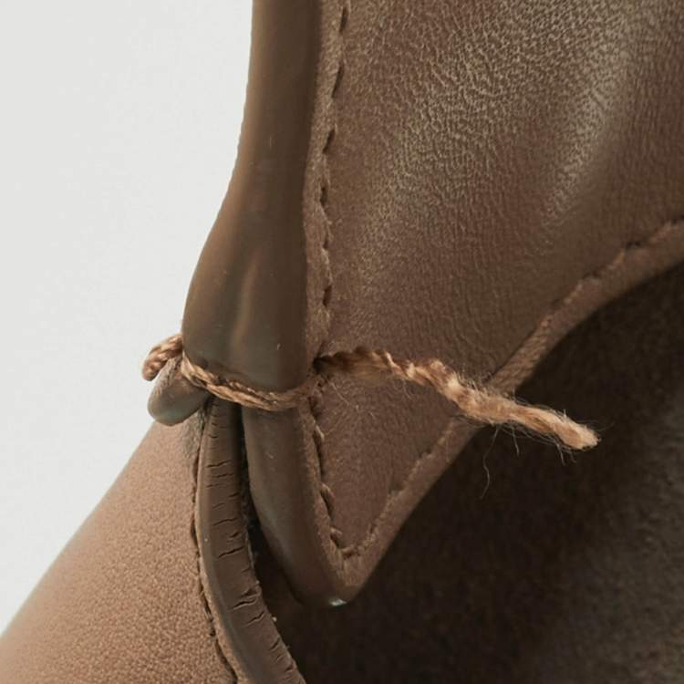 Pre Owned Saint Laurent Beige Leather Paris VII Medium Bucket Bag