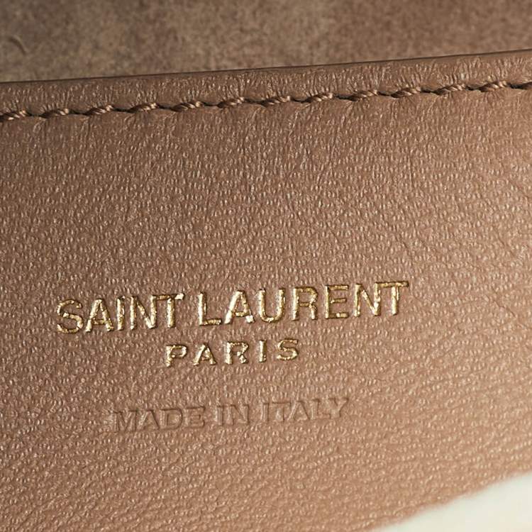 Pre Owned Saint Laurent Beige Leather Paris VII Medium Bucket Bag
