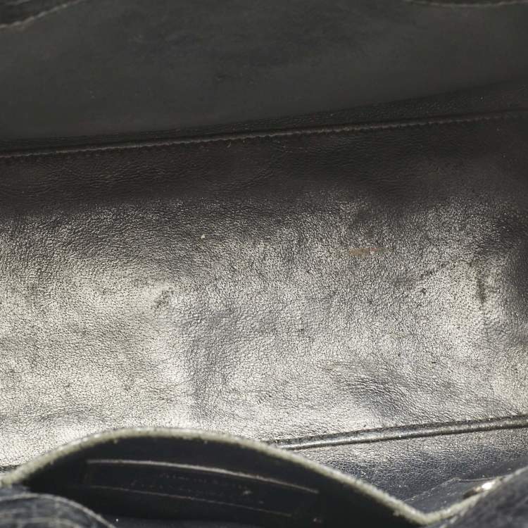 Pre Owned Saint Laurent Black Croc Embossed Leather Baby Classic Sac De Jour Tote