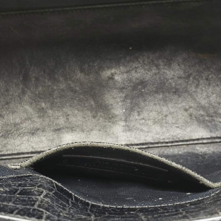 Pre Owned Saint Laurent Black Croc Embossed Leather Baby Classic Sac De Jour Tote