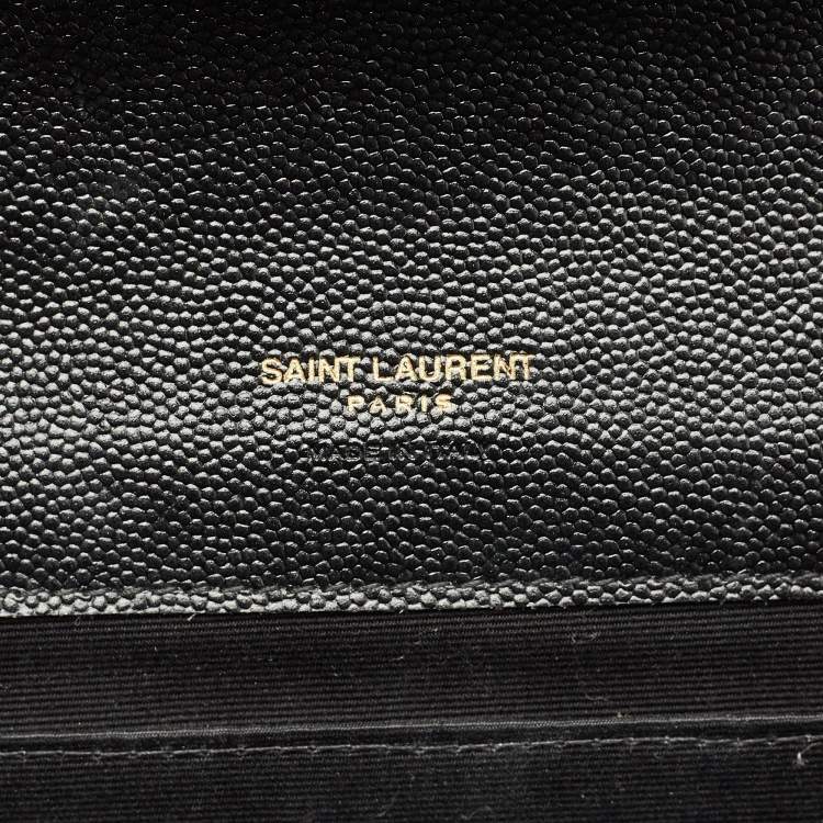 Pre Owned Saint Laurent Black Mix Matelasse Leather Envelope Flap Pouch