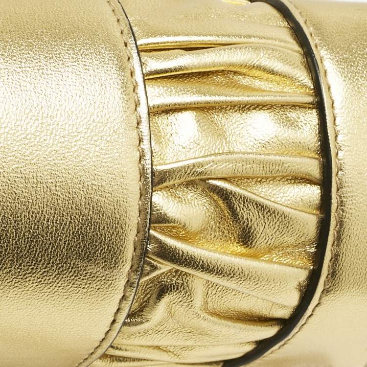 Pre Owned Saint Laurent Gold Leather Chrissie Shoulder Bag