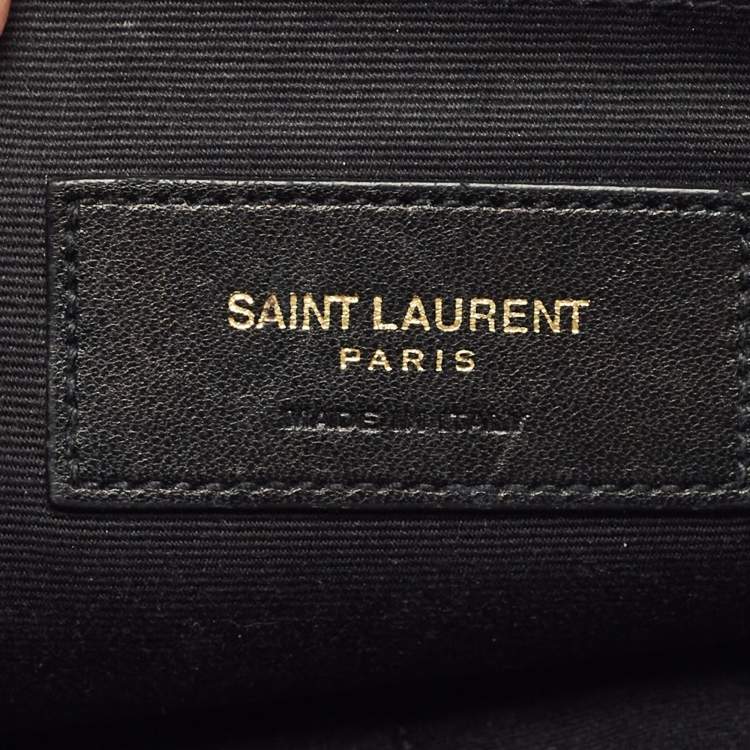 Pre Owned Saint Laurent Black Matelassé Leather New Jolie Wristlet Pouch