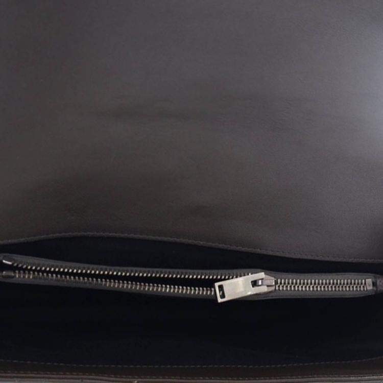 Pre Owned Saint Laurent Large Grey Calfskin Triquilt Envelope Shoulder Bag