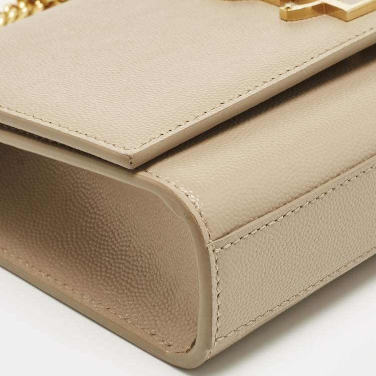 Pre Owned Saint Laurent Beige Leather New Small Kate Chain Shoulder Bag
