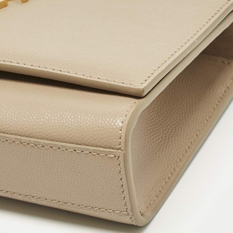 Pre Owned Saint Laurent Beige Leather New Small Kate Chain Shoulder Bag