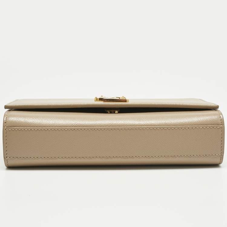 Pre Owned Saint Laurent Beige Leather New Small Kate Chain Shoulder Bag