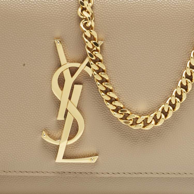 Pre Owned Saint Laurent Beige Leather New Small Kate Chain Shoulder Bag