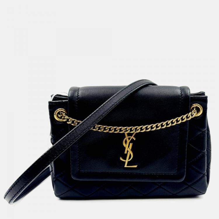 Pre Owned Saint Laurent black Quilted Leather Mini Nolita Shoulder Bag