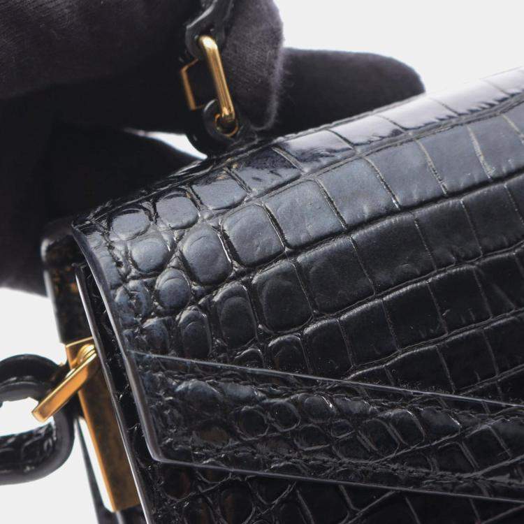 Pre Owned Saint Laurent Cassandra Handbag Leather Black