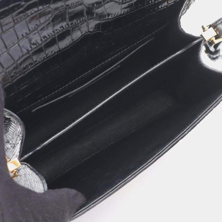 Pre Owned Saint Laurent Cassandra Handbag Leather Black