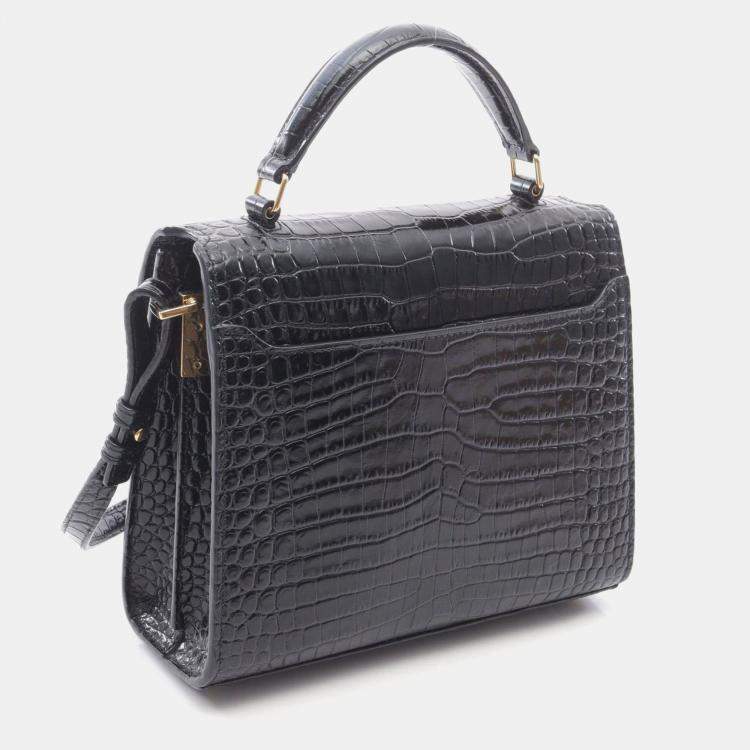 Pre Owned Saint Laurent Cassandra Handbag Leather Black