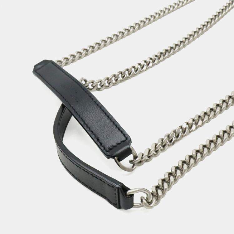 Pre Owned Yves Saint Laurent Lulu Chain Shoulder Bag In Y-Quilted Leather Black