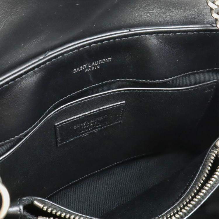 Pre Owned Yves Saint Laurent Lulu Chain Shoulder Bag In Y-Quilted Leather Black