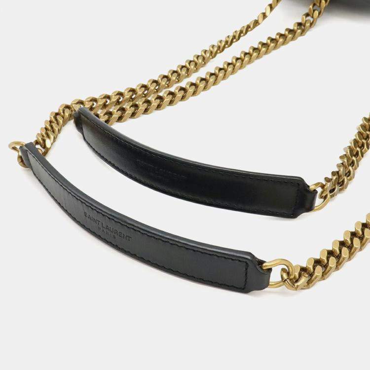 Pre Owned Saint Laurent Paris Lulu Chain Shoulder Bag In Y-Quilted Leather Black