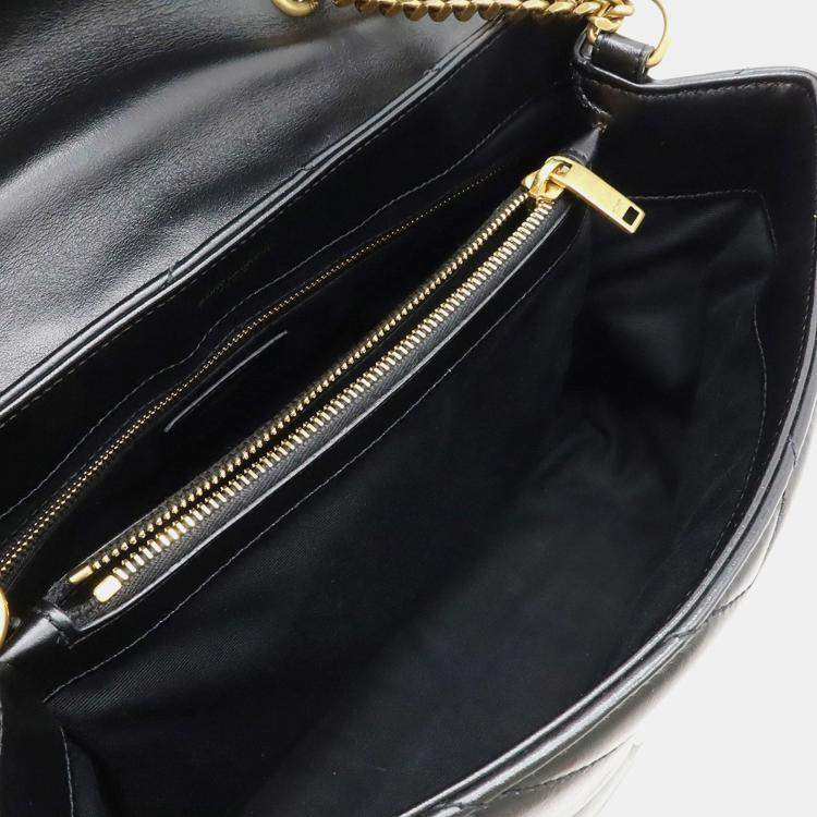Pre Owned Saint Laurent Paris Lulu Chain Shoulder Bag In Y-Quilted Leather Black