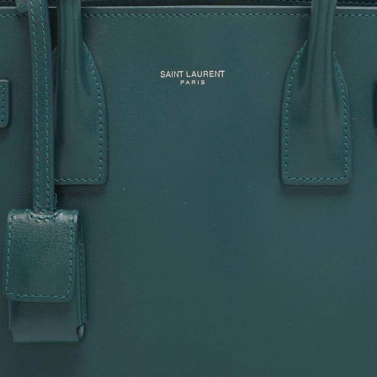 Pre Owned Saint Laurent Green Leather Baby Classic Sac De Jour Tote