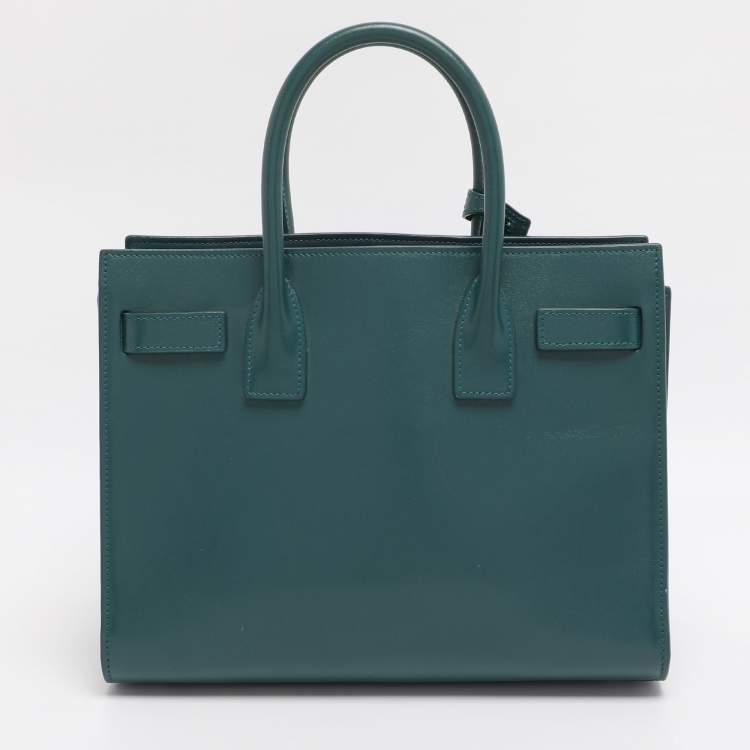 Pre Owned Saint Laurent Green Leather Baby Classic Sac De Jour Tote