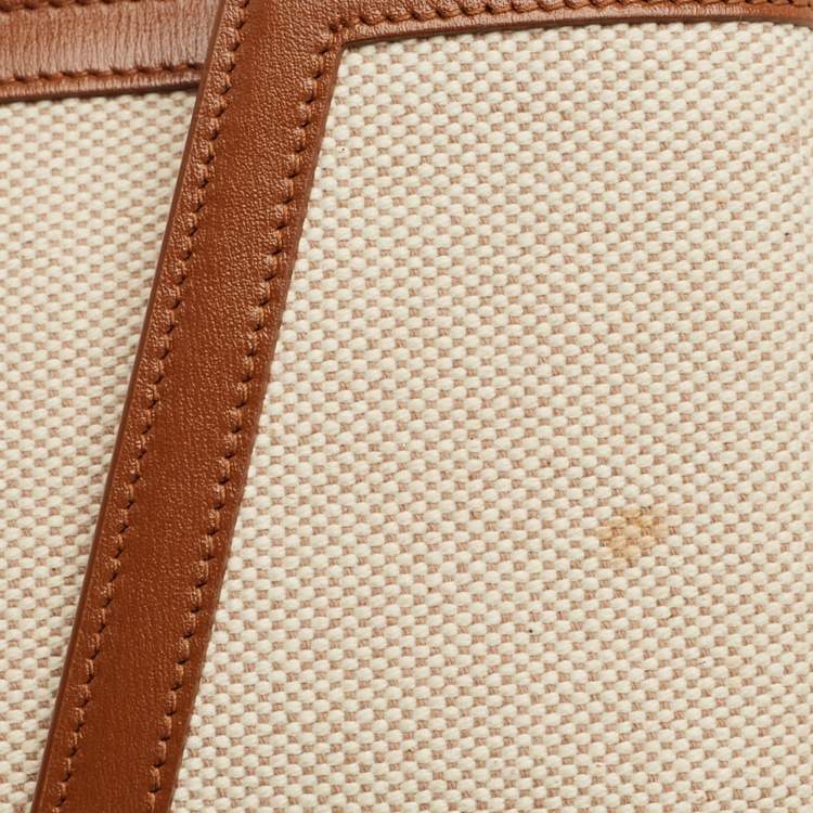 Pre Owned Saint Laurent Brown/Natural Canvas Uptown Pouch