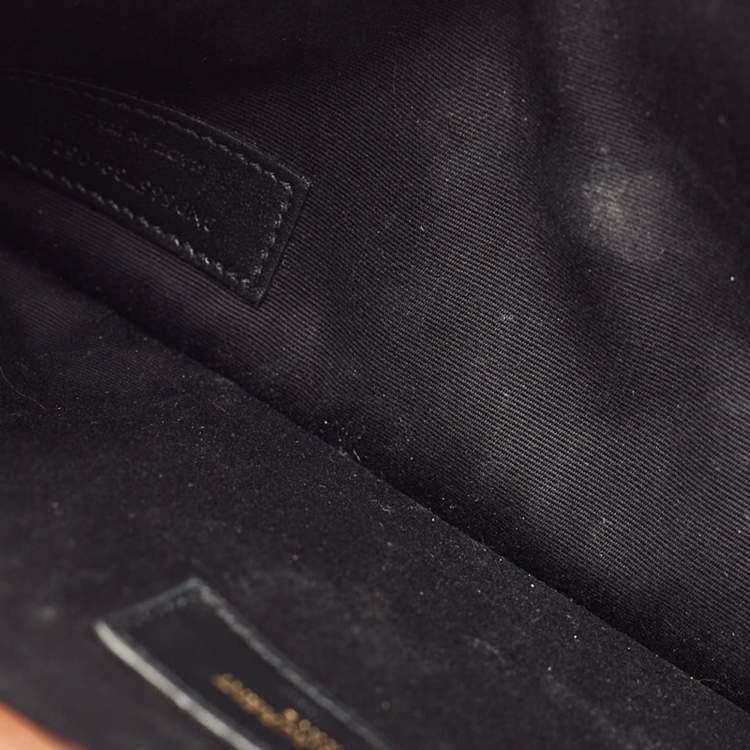 Pre Owned Saint Laurent Brown/Natural Canvas Uptown Pouch