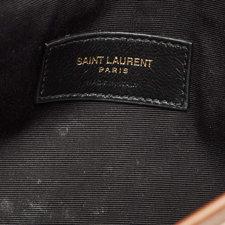 Pre Owned Saint Laurent Brown/Natural Canvas Uptown Pouch